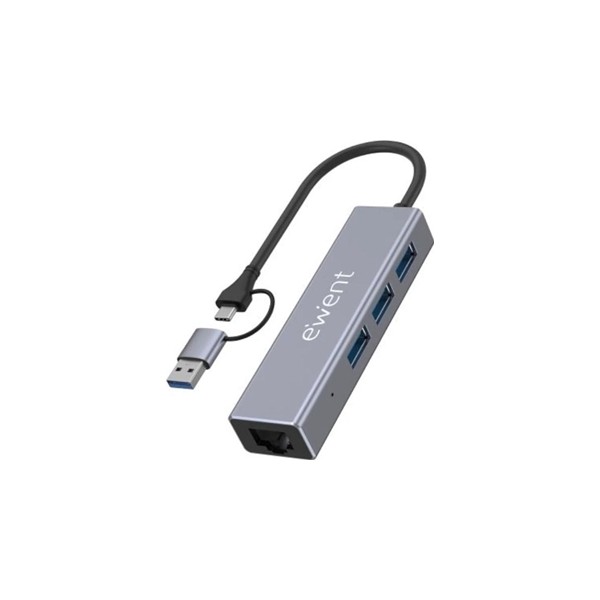 Ewent ew1159 hub usb 3 puertos 3.1+1 p.gig usb-c-a